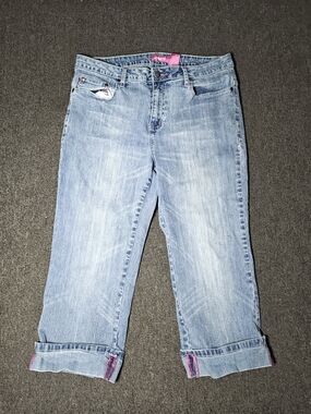 Vintage Women's Y2K Zana Di Light Wash  Cuffed Denim Capri Jeans Size 16